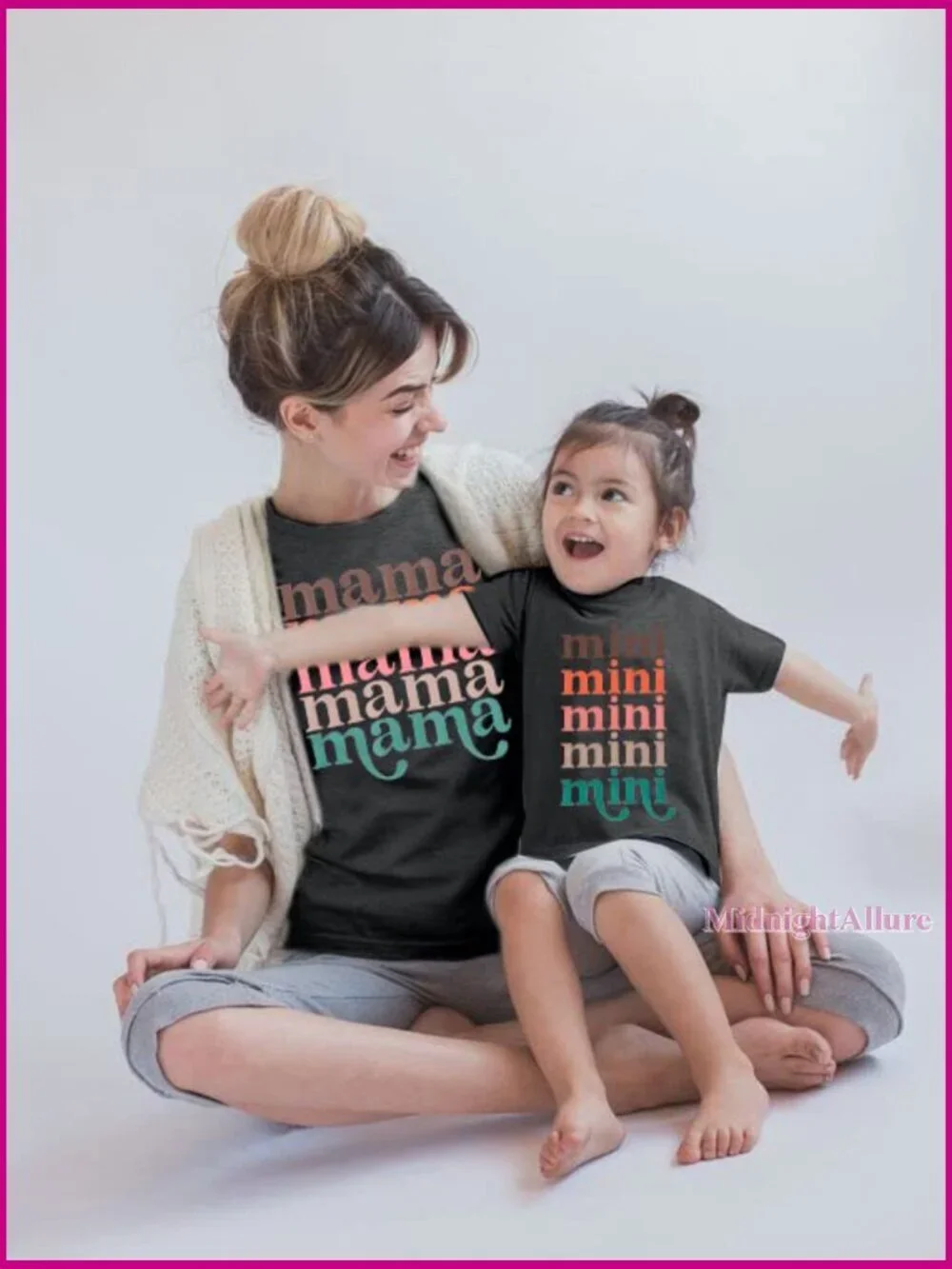 Mommy and Me Matching T-Shirt Set Mama Mini Letter Tee Mother Daughter Gifts